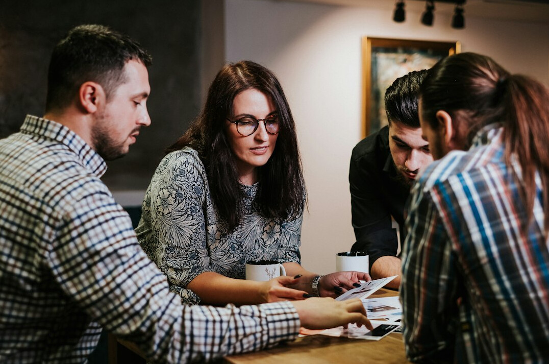 team discussing in office