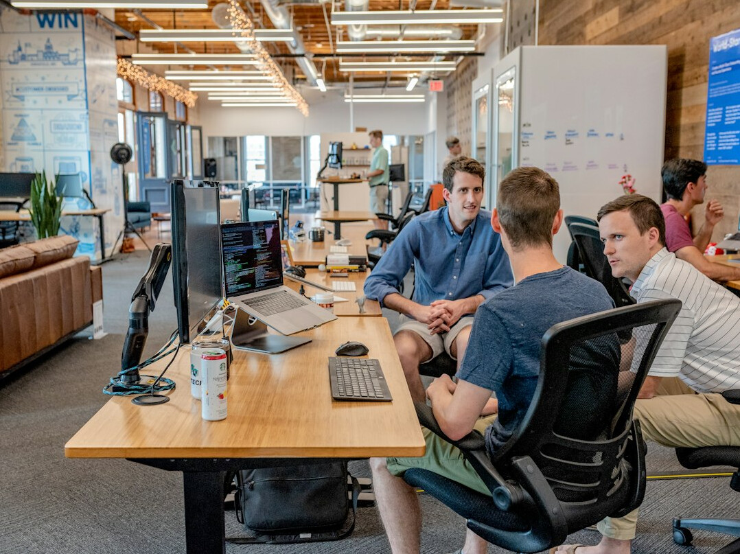 team discussing in office